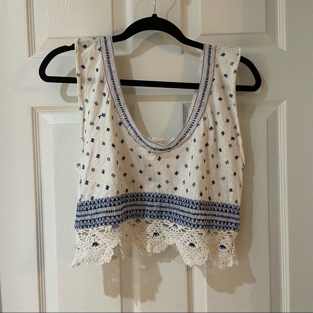 Free People Embroidered Crop Top
